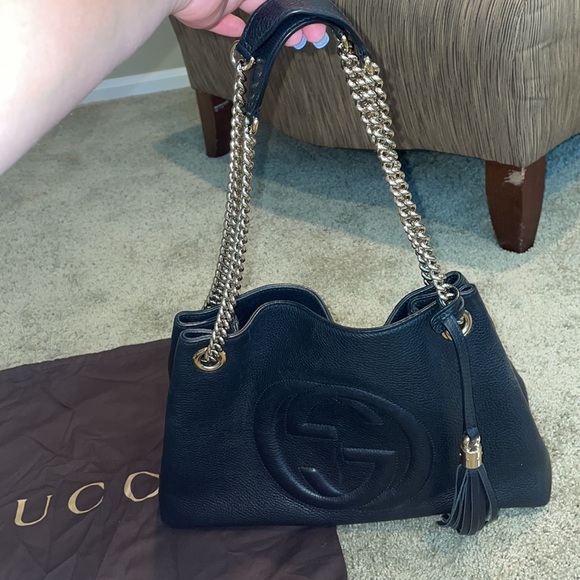 Gucci soho hobo bag black with gold chain - Picture 4 of 5